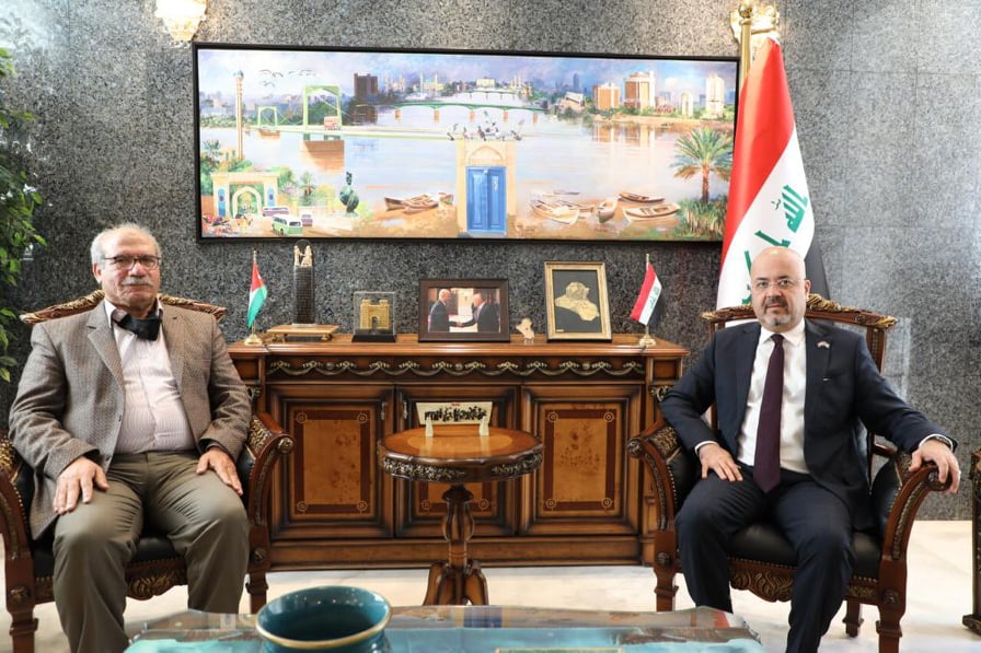 سفير جمهورية العراق لدى دولة فلسطين غير المقيم يلتقي عمران الخطيب رئيس لجنة الاخوة البرلمانية الفلسطينية العراقية