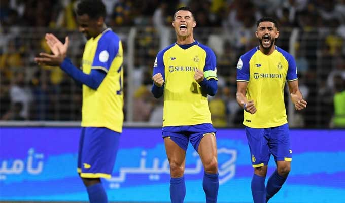 بطولة السعودية : النصر يفوز على الوحدة برباعية رونالدو ويحافظ على الصدارة